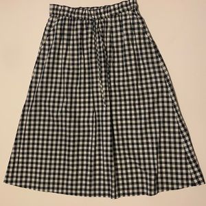 J. Crew Navy and white Gingham Midi skirt- NWT- Size Small